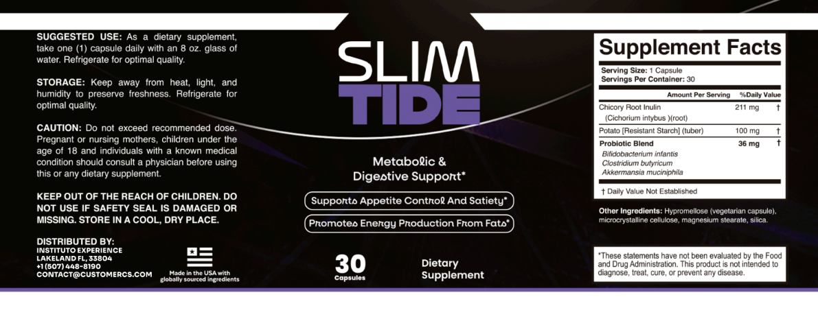 SlimTide supplement facts – metabolic and digestive support